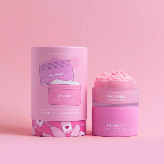 All Natural Body Scrub + Body Butter Set - Pink Champagne